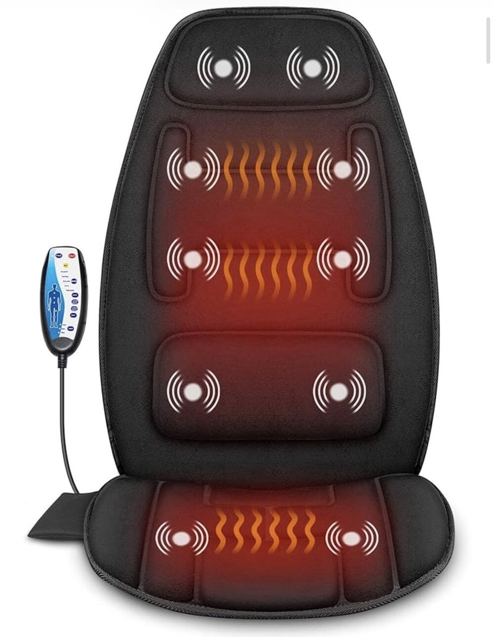 Snailax Massage Cushion Heat Vibration Remote Auto Shut-Off Black SL-126B